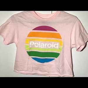 Polaroid pink crop top